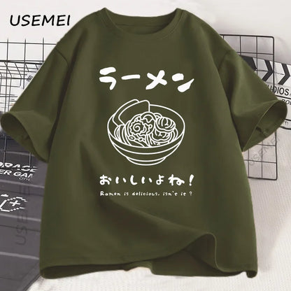 Ramen T Shirt Japanese Tshirt Food Lover Kawaii Japanese Streetwear Foodie Noodle T-shirt Woman Man Cotton Short Sleeve Tees