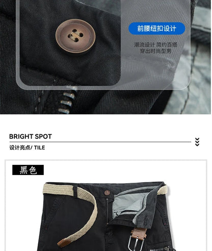 Summer Overalls Men Casual Shorts New Loose Sports Comfortable Knee Shorts Streetwear Breathable Safari Short Pants