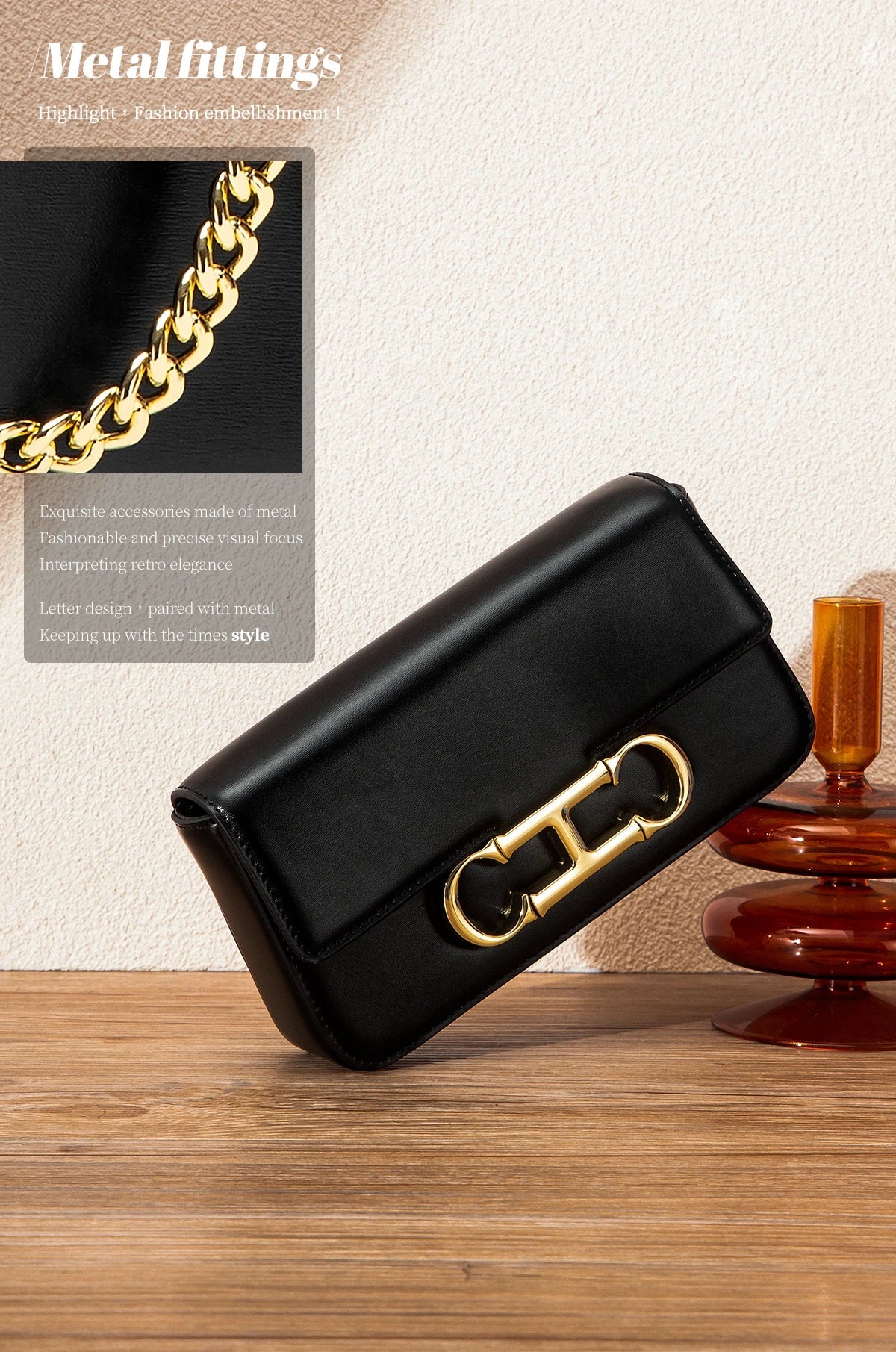 Women's Chain Bag Summer New Black Shoulder Bag Women's Flip Phone Bag