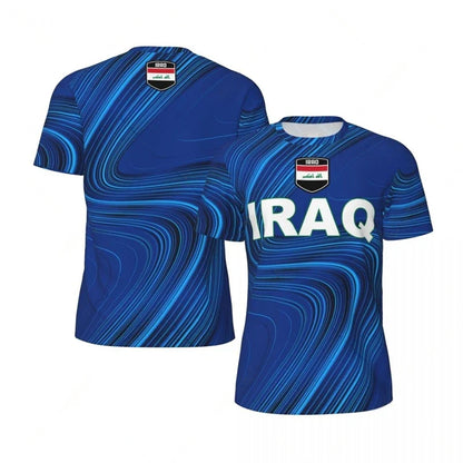 IRAQ Flag 3D Print Sport Quick Dry Breathable Men T-shirt Outdoor Football Jersey Team Fan Loose Short Sleeve Summer Top Clothes