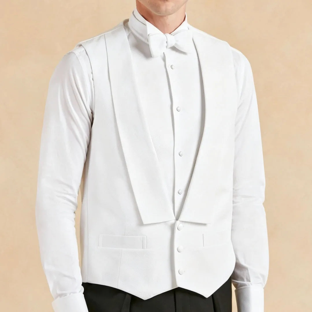Men Vest White Single Button Solid With Lapel Waistcoat For Wedding Banquet Party Business Work Casual Daily Men Suit Vest