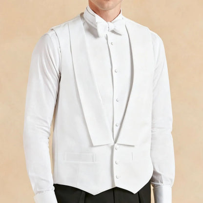 Men Vest White Single Button Solid With Lapel Waistcoat For Wedding Banquet Party Business Work Casual Daily Men Suit Vest