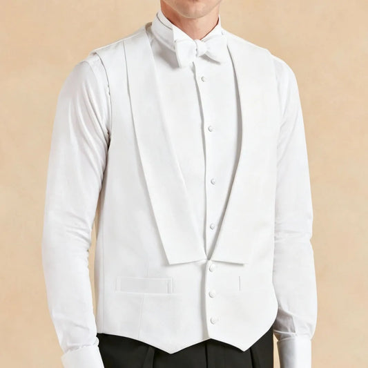 Men Vest White Single Button Solid With Lapel Waistcoat For Wedding Banquet Party Business Work Casual Daily Men Suit Vest