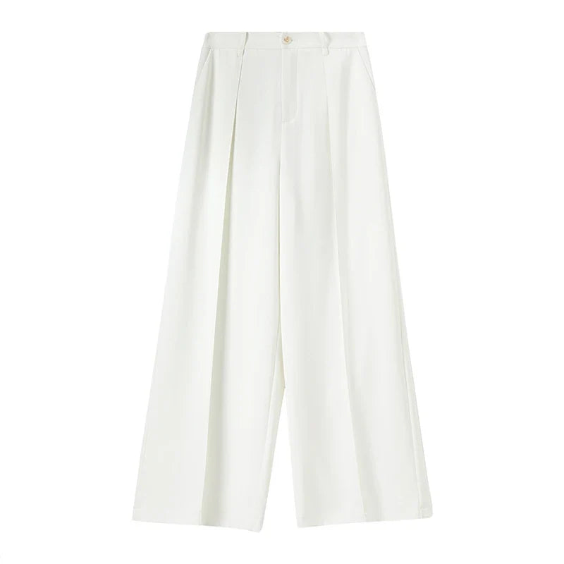 Women's Tailored Trousers Formal Solid High-waist Folds Twill Workwear Pockets Full-length Pants 2026 Spring 151K57704