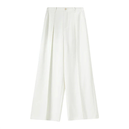 Women's Tailored Trousers Formal Solid High-waist Folds Twill Workwear Pockets Full-length Pants 2026 Spring 151K57704