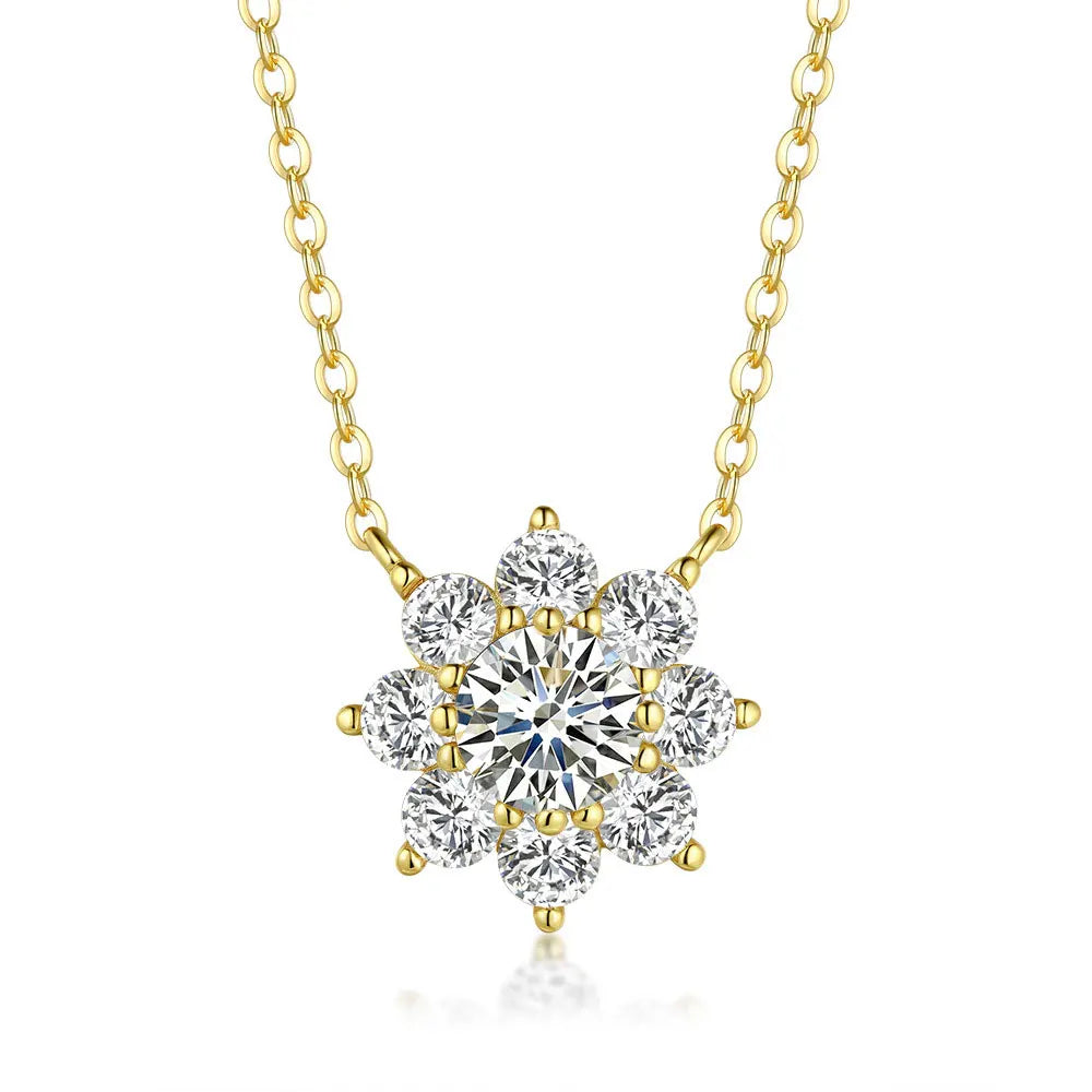 Moissanite Necklace Flower Pandent GRA Certified s925 Sterling Silver Plated 18k White Gold Fashion Necklaces for Women