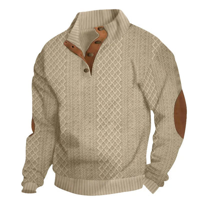 2026 cross-border hot-selling autumn and winter men's casual stand-up collar long-sleeved jacquard knitted pullover sweater