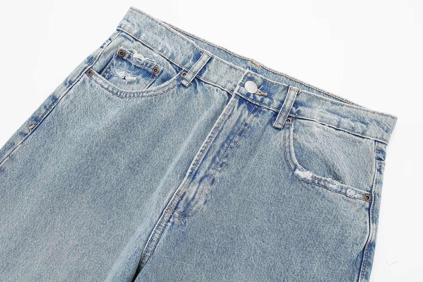 Jeans For Women 2024 Denim Solid Loose Zipper Fly Female Hole Trouser Pockets Wild Basic Commute Woman Wide Leg Long Pant