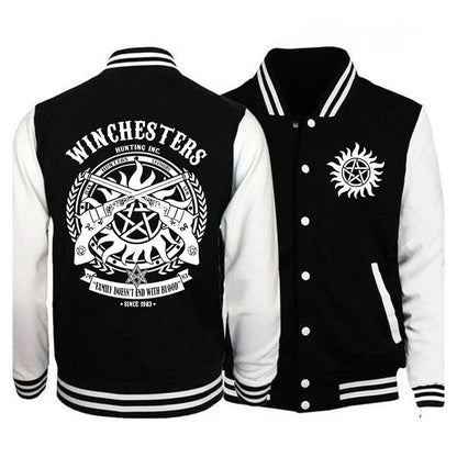 New Supernatural Printed Baseball Jacket Women Men Outdoor Long Sleeves Hip Hop Personality Fashion Sweatshirt Y2K Jersey Coat