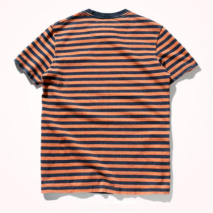 Striped T-shirt Men's Short Sleeve New Pure Cotton Slim Trend Simple Joker Round Neck Old Washed Short Sleeve T-shirt