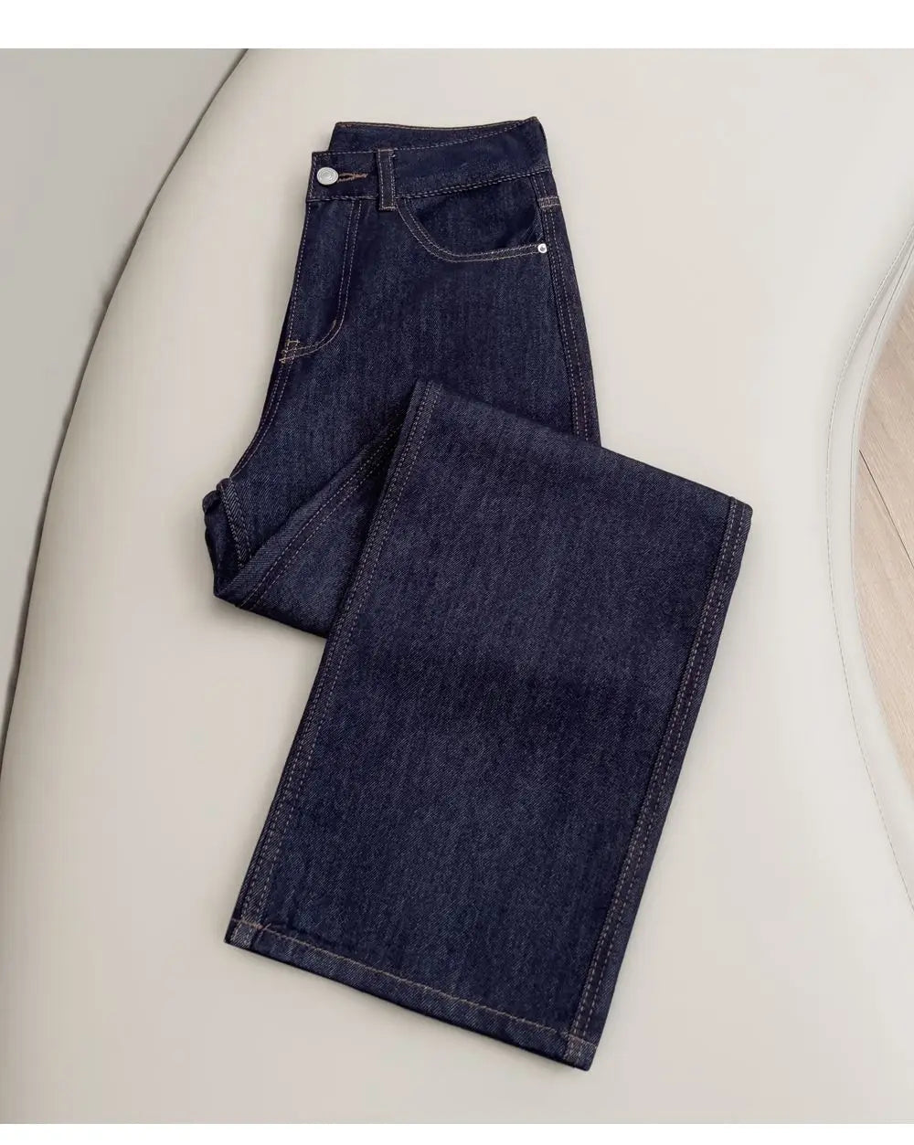 Retro Silk Wide Leg Jeans Women Summer 2026 Korean Style Lyocell Casual Versatile Straight Leg Denim Pants High Quality Trousers