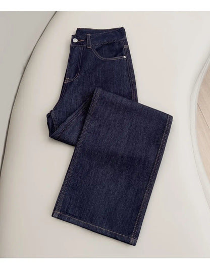 Retro Silk Wide Leg Jeans Women Summer 2026 Korean Style Lyocell Casual Versatile Straight Leg Denim Pants High Quality Trousers