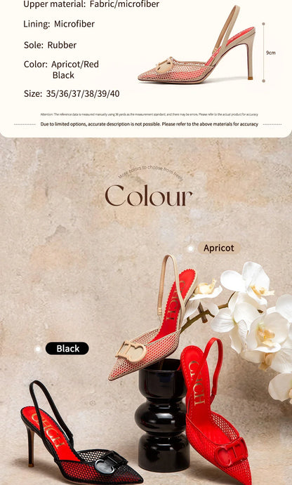 Woman's High Heels  Summer Breathable Mesh Black Business Sandals 9cm For Girls
