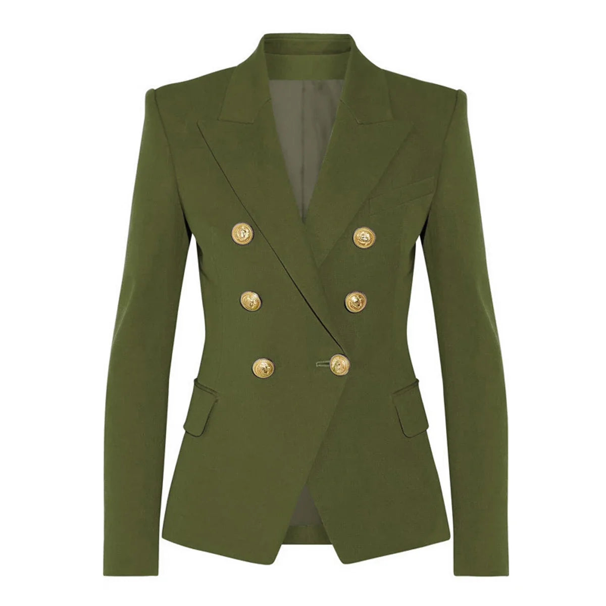 S-XXL Rainbow Color Fashion Classic Solid Double row Gold Button Long Sleeve Slim Fit Temperament Commuter Casual Woman Blazer