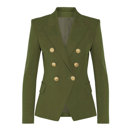 S-XXL Rainbow Color Fashion Classic Solid Double row Gold Button Long Sleeve Slim Fit Temperament Commuter Casual Woman Blazer