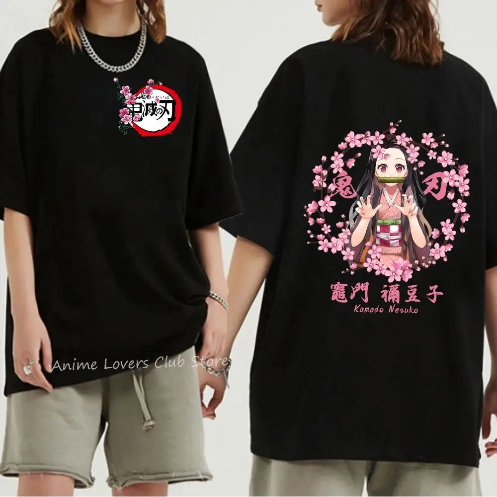 Japanese Anime Demon Slayer Graphic Print T Shirt Fashion Casual Crew Neck Short Sleeve Plus Size T Shirt Women