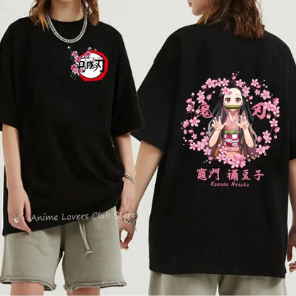 Japanese Anime Demon Slayer Graphic Print T Shirt Fashion Casual Crew Neck Short Sleeve Plus Size T Shirt Women