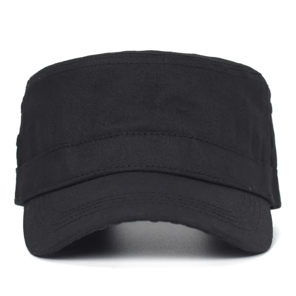 Waxed Canvas Cotton Military Caps Men Waterproof Cadet Army Cap Unique Design Vintage Flat Top Hat