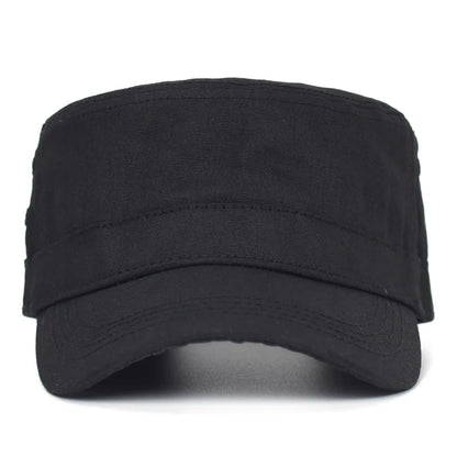 Waxed Canvas Cotton Military Caps Men Waterproof Cadet Army Cap Unique Design Vintage Flat Top Hat
