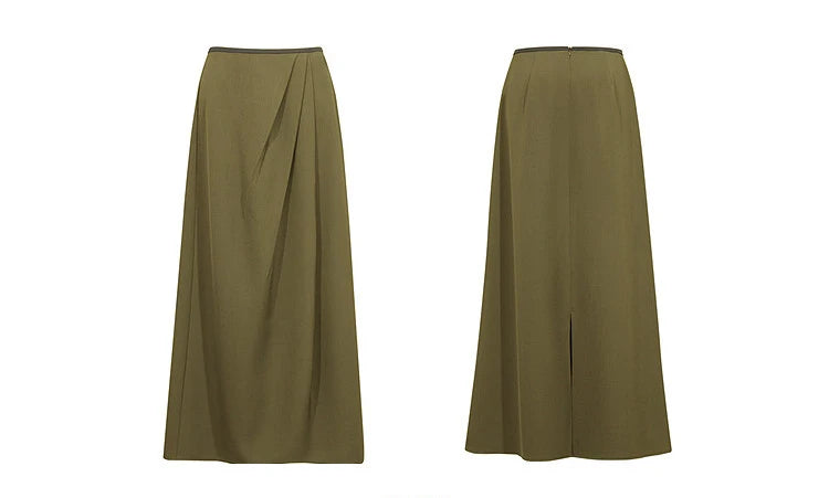 Women's Skirt 2026 Summer New Solid Color Wrinkle-Resistant Elegant Office Versatile Long Pleated Skirt For Women 12622145