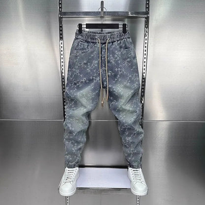 Jacquard American Classic Jeans Fashion Joints Harem Pants High Quality  Loose Harajuku Straight-Leg Trousers Men Clothing