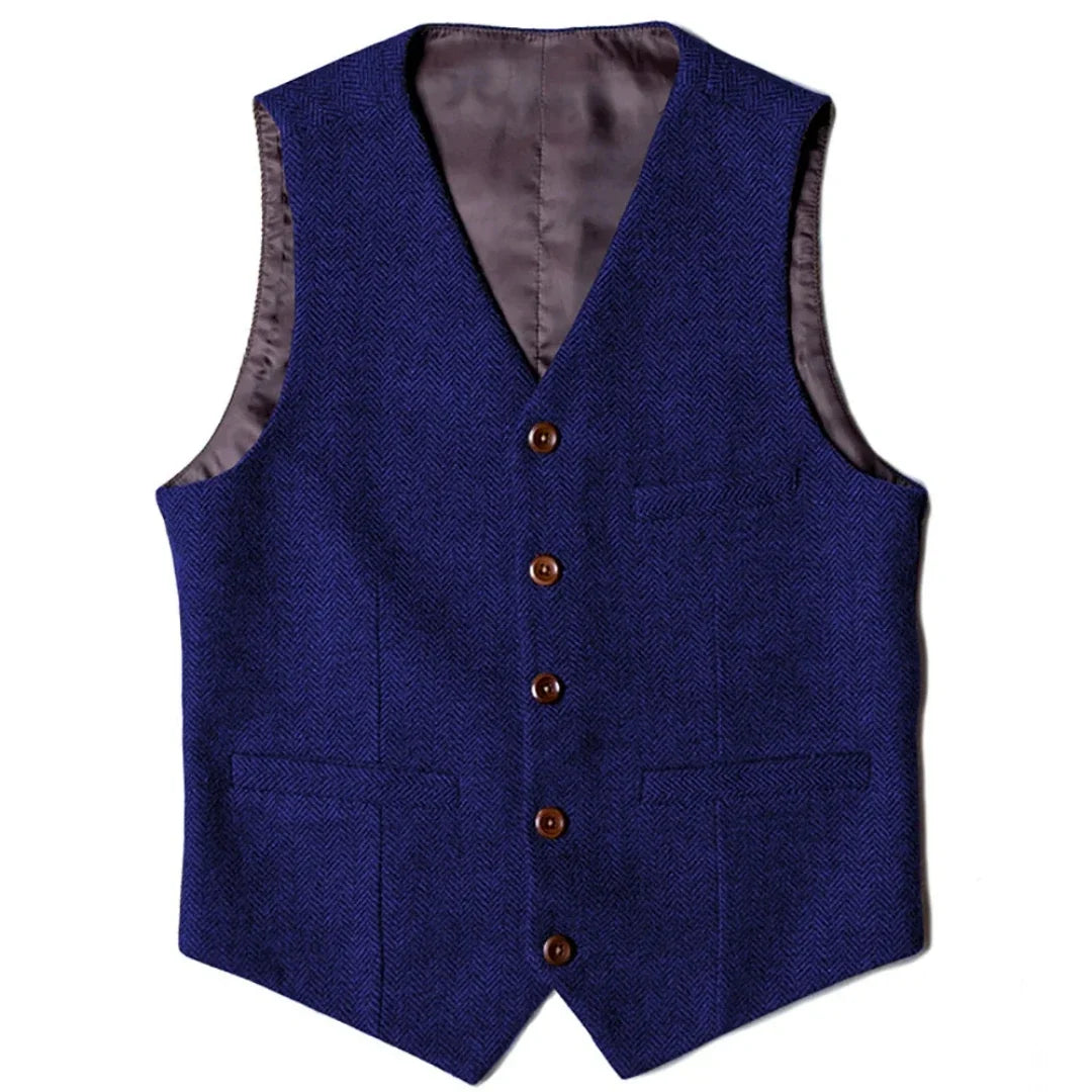 Men Vest Brown Herringbone Single Button V Neck Waistcoat For Wedding Party Banquet Business Work Daily Casual Men Suit Vest