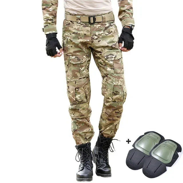 Men's Fashion Outdoor Hiking Overalls Pants Camouflage Tactical Pants Hunting Uniform Fighting Multi-Pocket Trousers