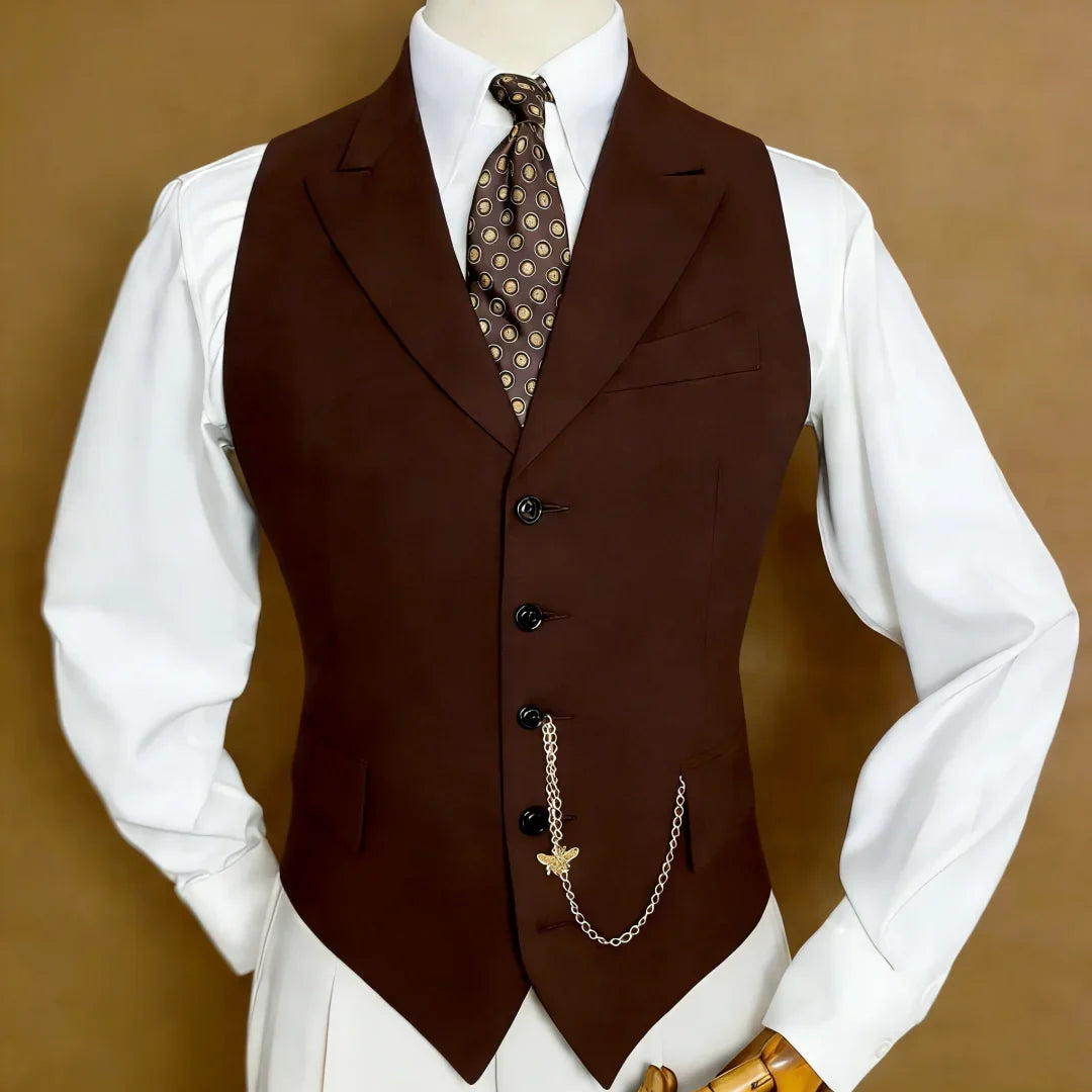 Men Vest White With Lapel Single Breasted Solid Waistcoat For Wedding Banquet Business Work Office Casual Daily Men Suit Vest