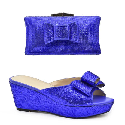 Latest Design Women Shoes and Bag Set Decorated with Rhinestone Wedding Shoes Bride Ladies Shoes Heels Party Women Pumps