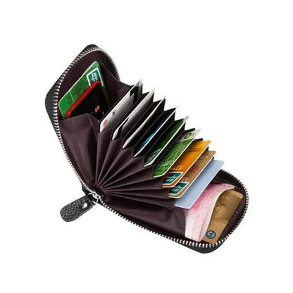 Portefeuille Homme en Cuir PU Véritable Porte-Cartes de Crédit Blocage RFID Pochette Zippée Homme Sac Multi-cartes Fermeture Éclair Haute Qualité