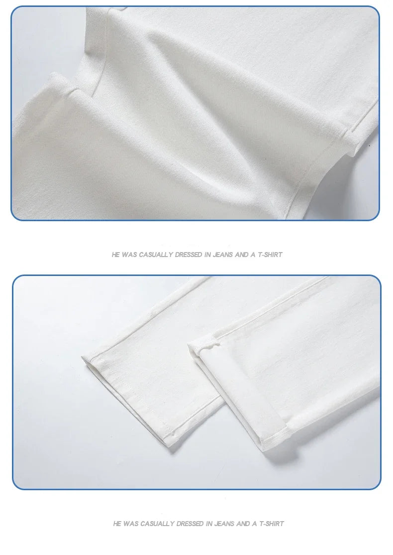 New Summer 98% Cotton Men's Business Casual Jeans Straight Soft Stretch Fabric Baggy Denim Pants Male Brand Trousers