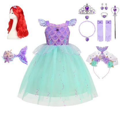 2026 Summer Dresses Baby Girl Carnival Mermaid Princess Dress Kids' Sets and Outfits Kids Clothes Girls Birthday Party Costume