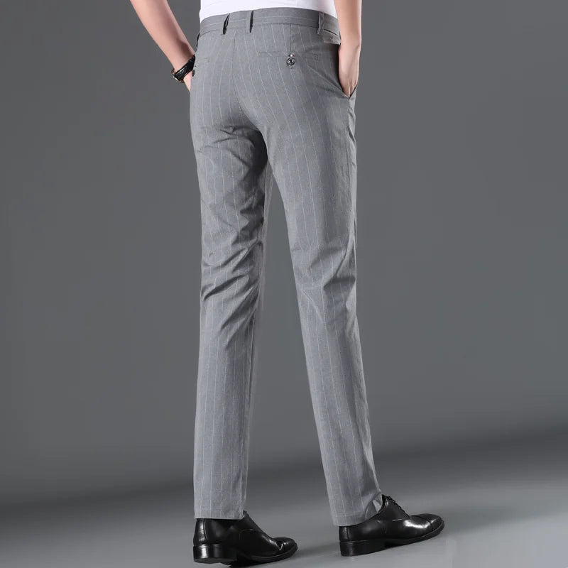2026 Spring New Men's White Striped Suit Pants, Business Casual Trousers, Asian Size M-5XL 6XL Wedding Party Pantalones Hombre