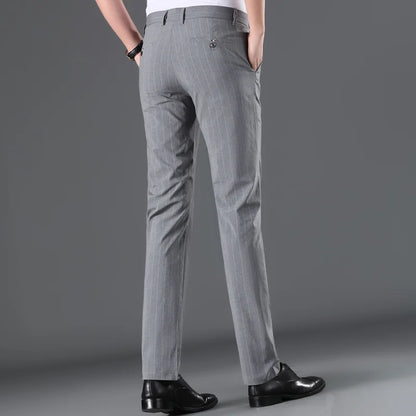 2026 Spring New Men's White Striped Suit Pants, Business Casual Trousers, Asian Size M-5XL 6XL Wedding Party Pantalones Hombre