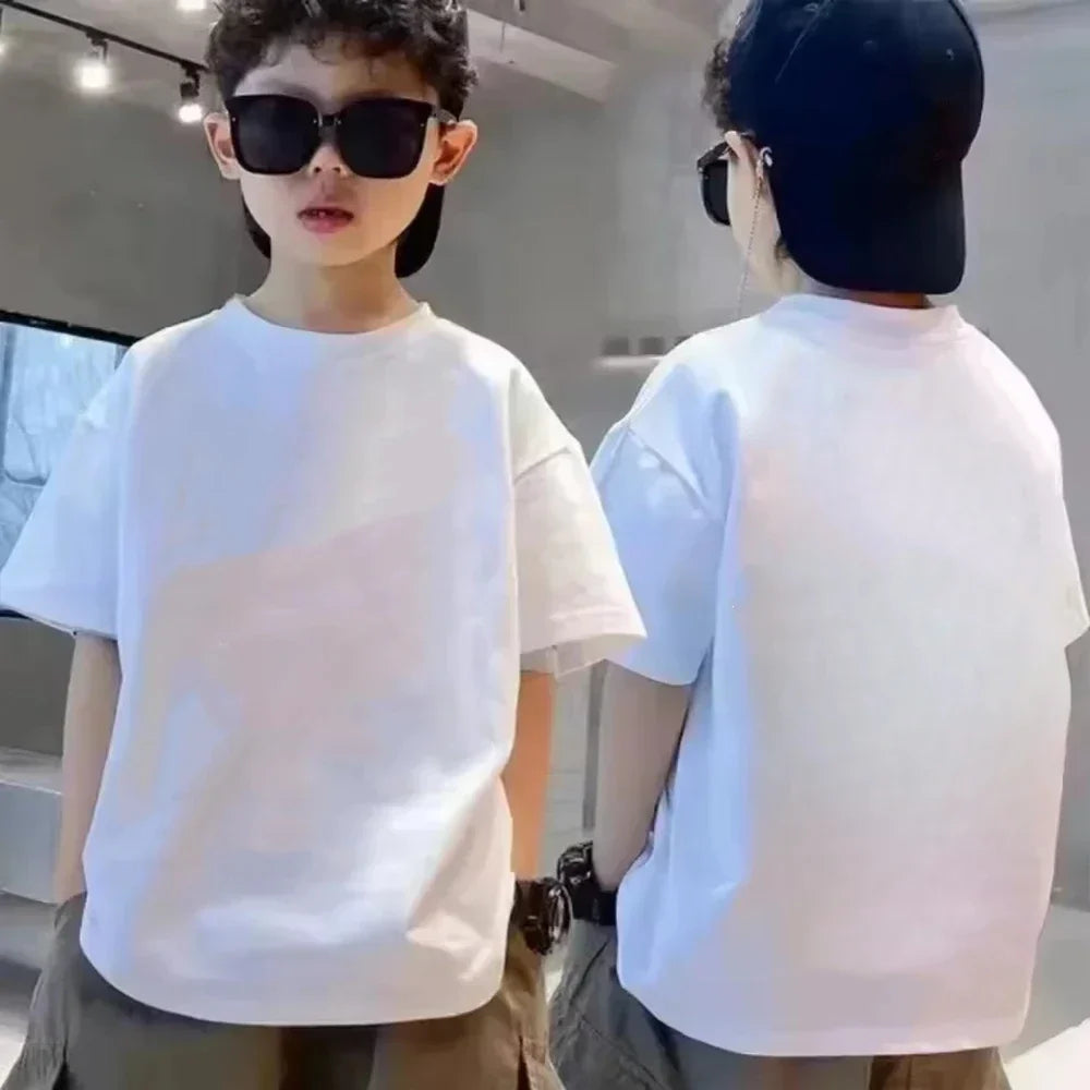 Kids White T-shirt+Shorts Two-Piece Set Print Boys Girls Toddler3-12Yrs Sports Casual Brand Clothes 2026 Summer