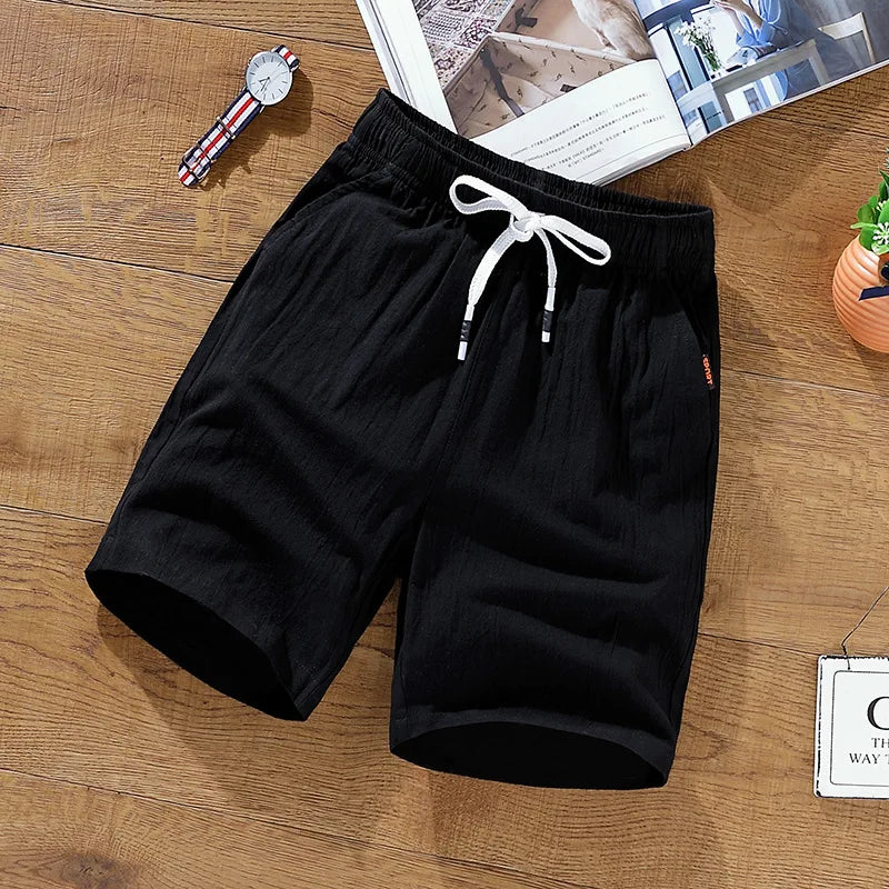Men's Solid Gym Shorts Summer Outdoor Breathable Sports Shorts Plus Size Drawstring Casual Shorts Male