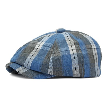 Plaid Beret Hat Short Brim Thin Lightweight Unisex British Retro Artist Cap for Men Women Fashion Accessories