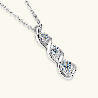 Moissanite Diamond Necklace Gift for Women 925 Sterling Silver 18K White/Yellow Gold Plated Twisted Pendant Chain