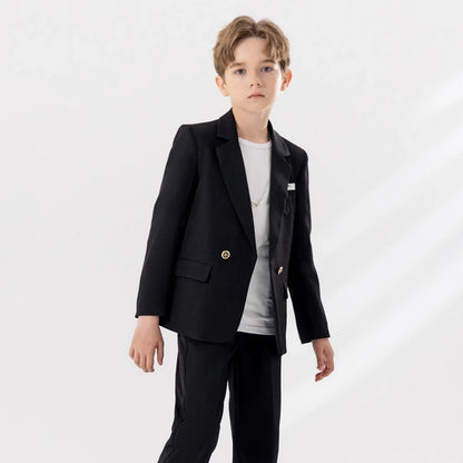 Hot Sale Stylish Boys Suits 3 Pieces For Performance Activities Classy Shawl Neck Child Suit Set Wedding Ring Bearer Outfit