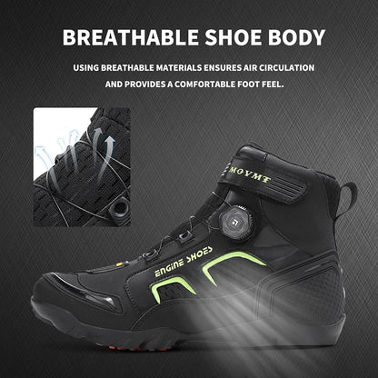 Motorcycle Riding Shoes Men's Breathable Leather Boots Casual Comfortable Slip-On Ankle Boots for Urban Cycling