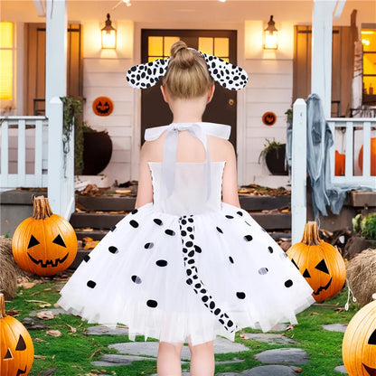New Tutu Skirt Set Children's Clothing Animal Cos Elk Halloween Clothing Little Cat Mesh Girls' Dress School Performance Dress