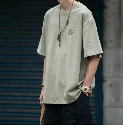 Summer Korean Oversize T-Shirt For Men Streetwear Harajuku High Quality Short Sleeve Loose Casual Tops Hip Hop Trendy Tee Male
