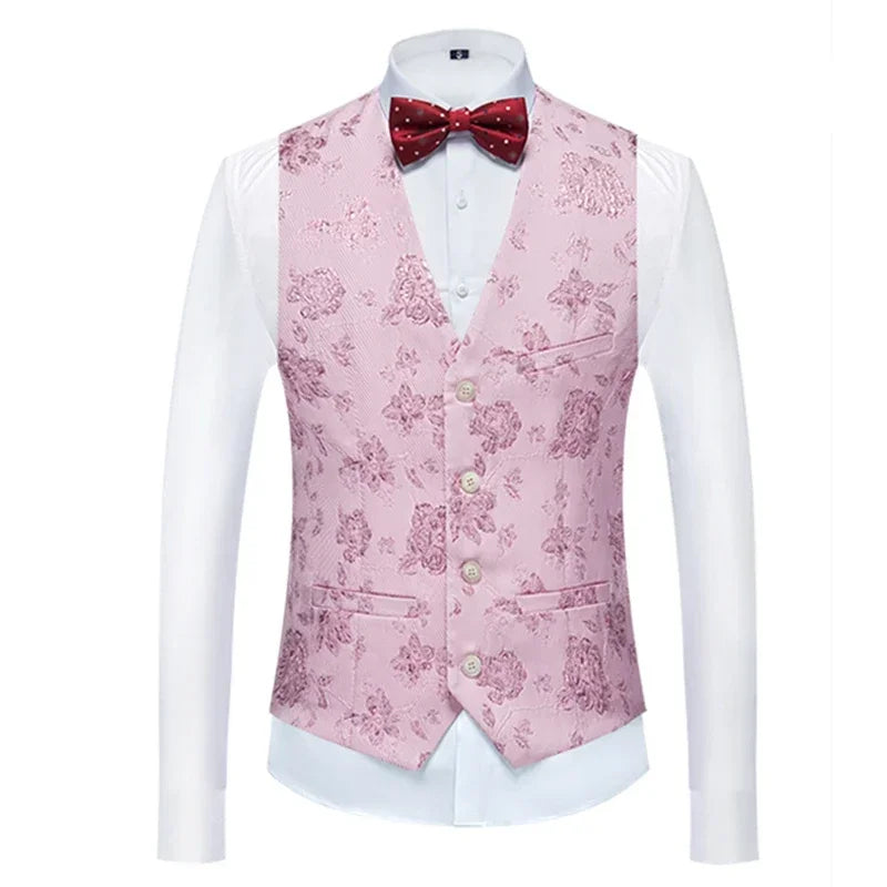 26 Colors Men's Suit Vest Single-breasted V-neck Vests Jacket Men Wedding Party Waistcoat Red Blue Green White Pink