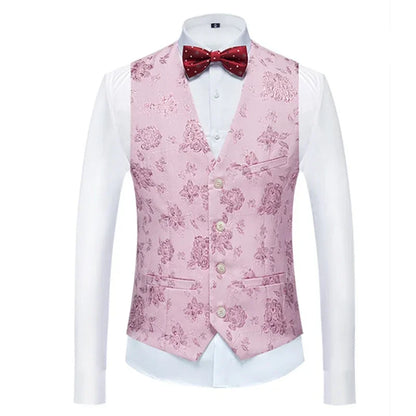 26 Colors Men's Suit Vest Single-breasted V-neck Vests Jacket Men Wedding Party Waistcoat Red Blue Green White Pink