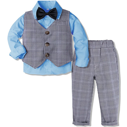 Baby Wedding Outfit Boy Toddler Baptism Suit Kids Birthday Party Easter Gift Clothes Infant Gentleman Xmas Clothing Set 3PCS