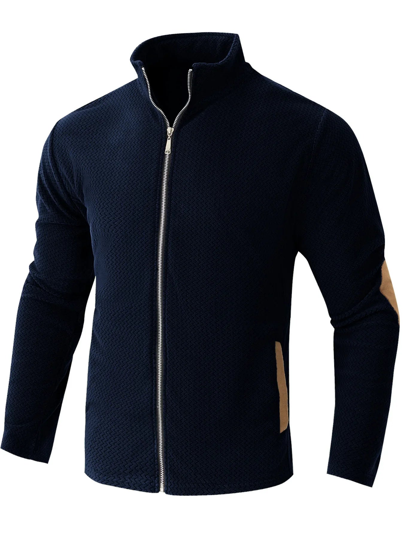Autumn Winter Men's Stand Collar Casual Zipper Jacket  Double-Sided Fleece Warm Coat Outdoor Splice Long Sleeve Cardigan Mens