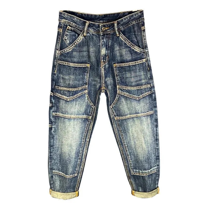 Autumn and Spring Fashion Trend American Vintage Straight Leg Denim Pants for Men Casual Loose Comfortable High Quality Pants