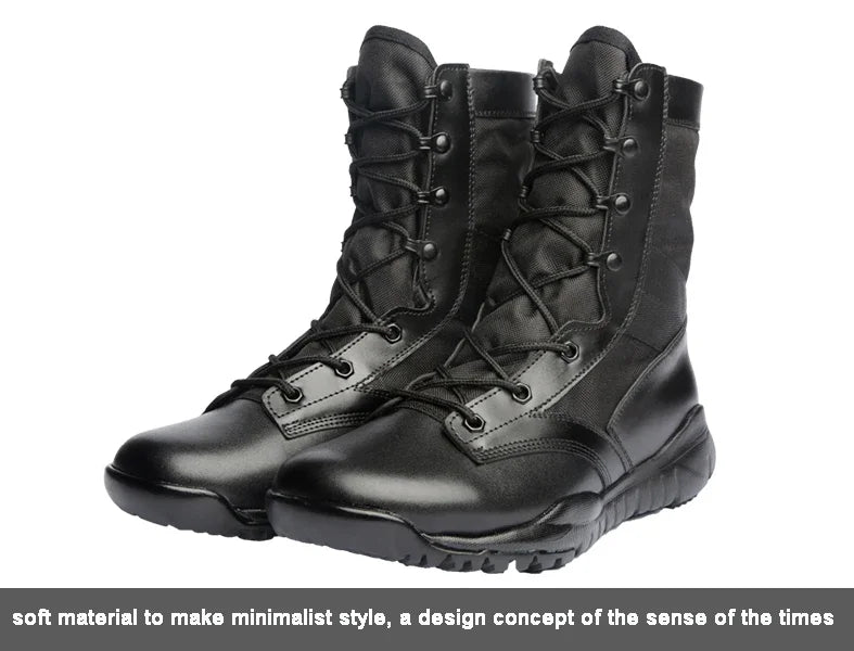 Men Ankle Work Boots Combat Shoes Super Light Tactics Boots Desert Shoes Breathable Boots Black High Top Men's Shoes
