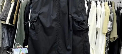 Vintage Skirts for Women American Fashion High Waist Back Slit Cargo Skirt Streetwear All-match Pockets Trendy Harajuku Chic New