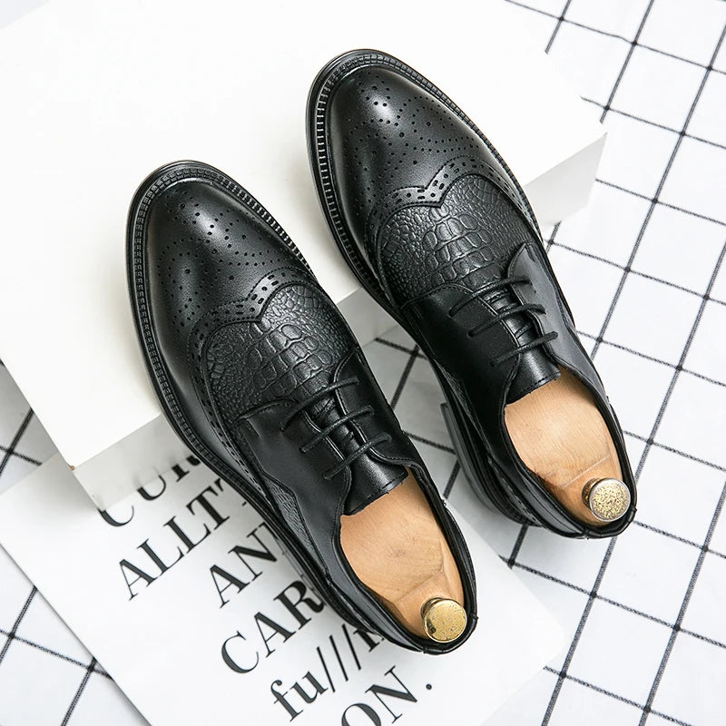 Designer Business Oxfords Formal Wedding Mens Derby Italian Original Crocodile Leather Dress Office Loafers Casual Shoes for Men